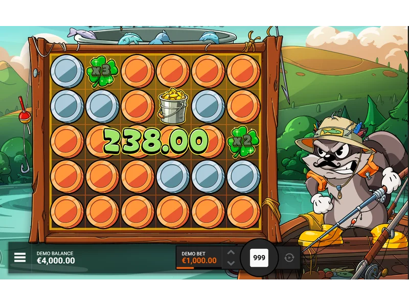 Le Fisherman big win celebration screen showing large payout and winning combination