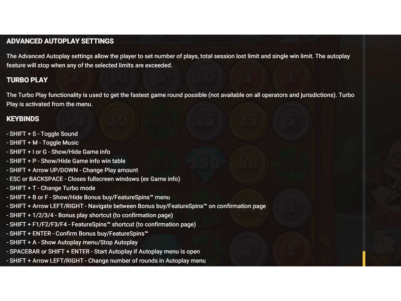 Le Fisherman settings menu showing configuration options
